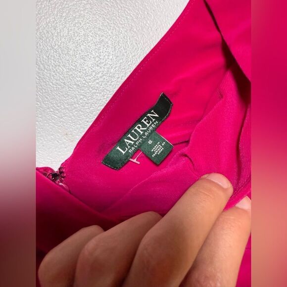 ✔️New Ralph Lauren Evening Pink Short Sleeve Off Shoulder Maxi Sheath Dress Sz 6 - Picture 3 of 11